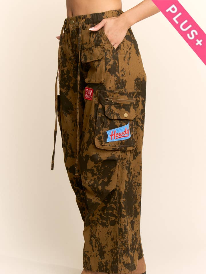 PLUS WASHED EFFECT CARGO PANTS for wholesale by Davi & Dani