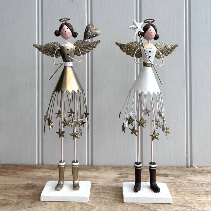 Sparks Gift Wholesalers - Wholesale Ornament - AM60239 - 2asst Large Metal Angel Figurines with Skirt 30cm