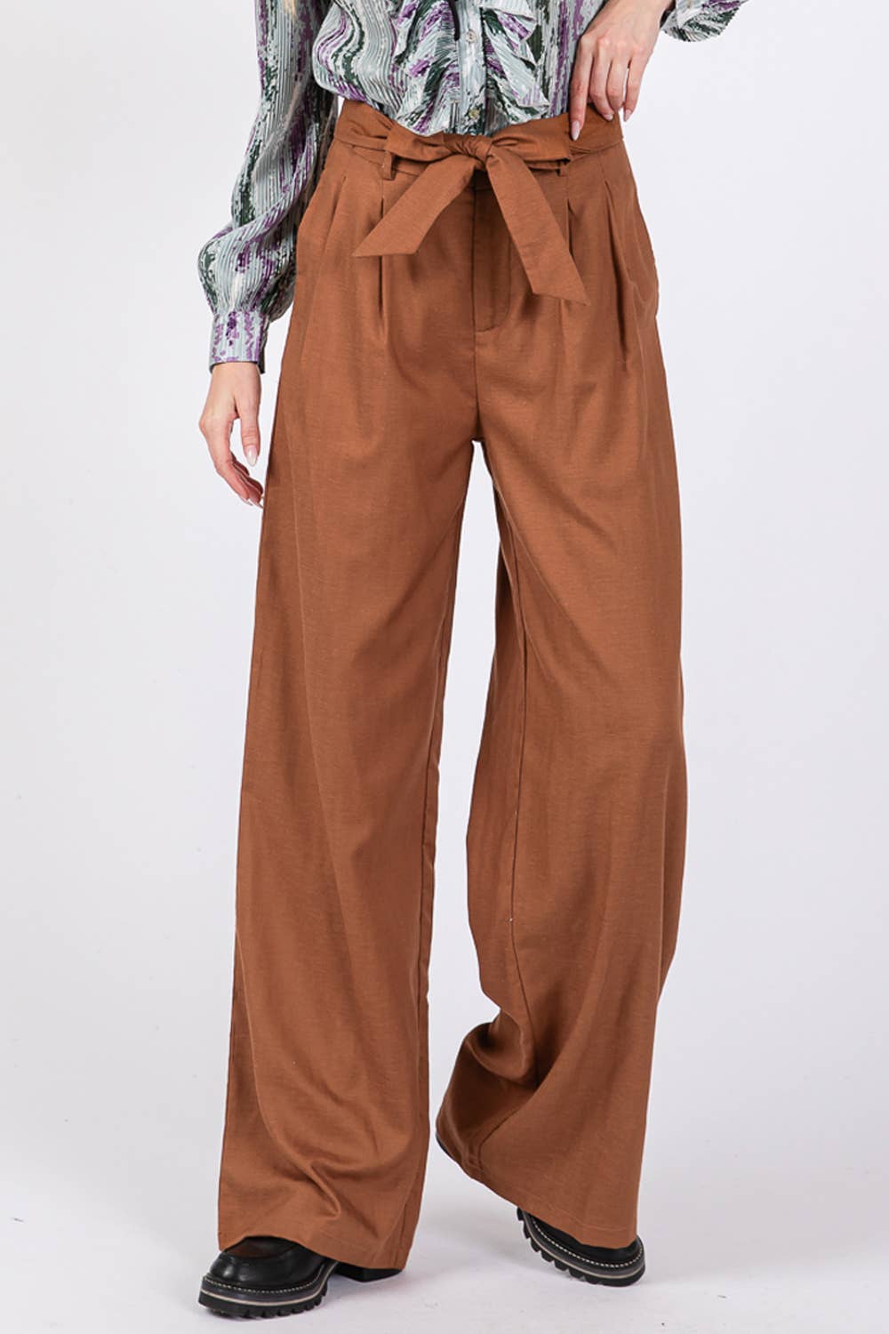 Sage + Fig - Wholesale Pants - Women's - HIGH WAIST BELTED PANTS (SP7328)6
