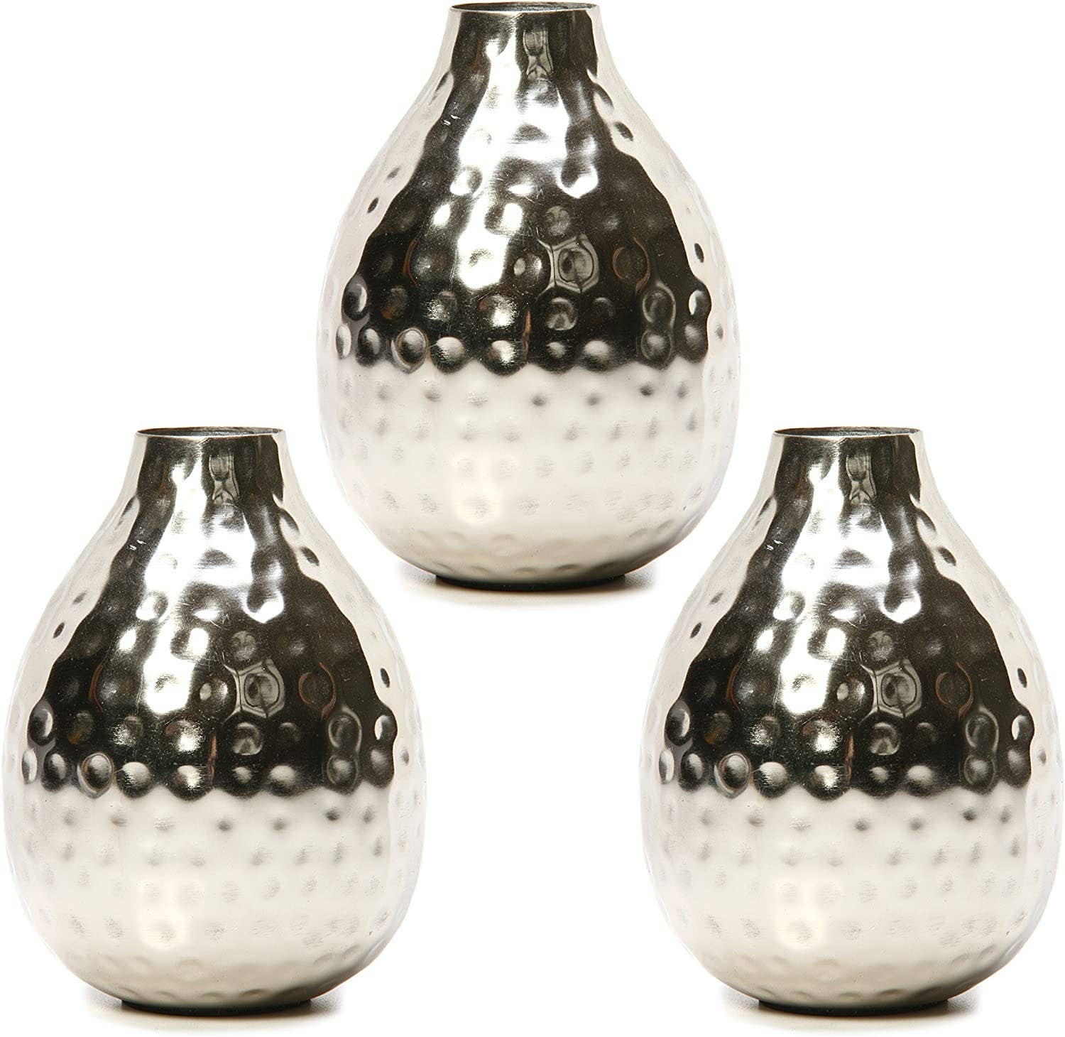 Hosley - Wholesale Vase - Hosley® Set of 3, Nickle Glazed Metal Bud Vase4