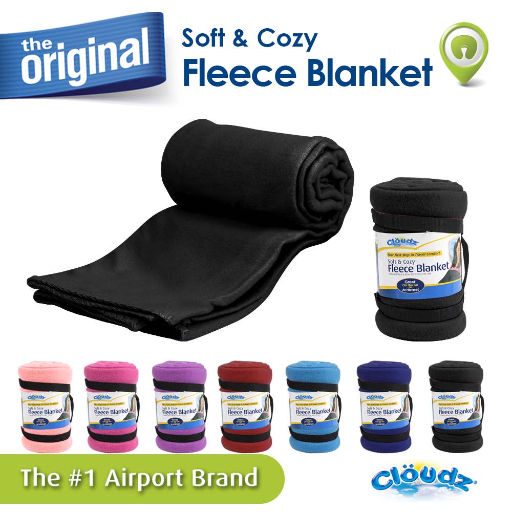 Cloudz - Wholesale Travel Blanket - Cloudz Fleece Travel Blanket - Black1