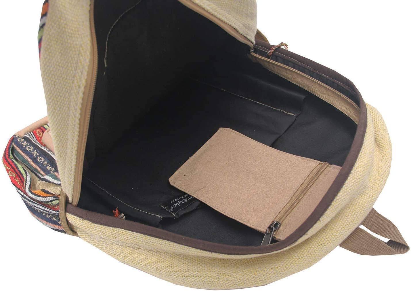 Lungta Imports - Wholesale Backpack - Unisex - Handmade Large Multi Pocket Natural Hemp Nepal Backpack13