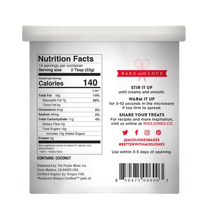 Miss Jones Baking Co. - Wholesale Cake Mix - Organic Vanilla Buttercream Frosting4