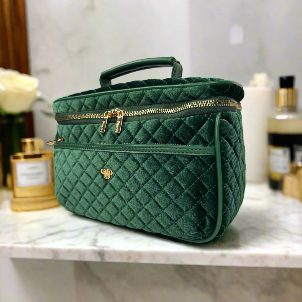PurseN (new) - Wholesale Toiletry Bag - Women's - Classic Train Case - Emerald Velvet4