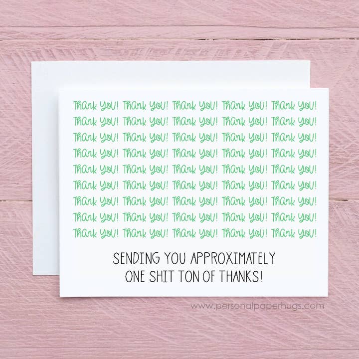 Funny Sarcastic Thank You Card for Friend Co-worker Thank You Gift for wholesale by Personal Paper Hugs
