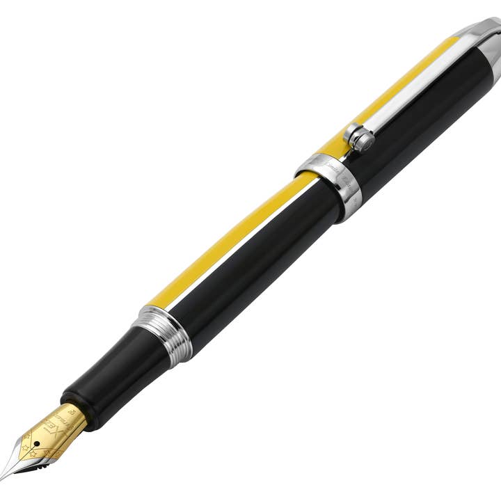 Xezo Visionary® Füllfederhalter aus Messing & Aluminium mit Emaille (Feine Feder) - Speed Gelb / Schwarz für den Großhandel von Xezo