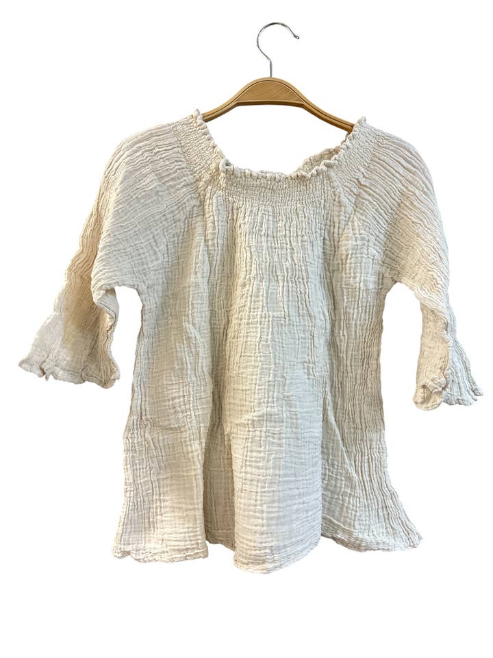 Cotton Round Neck Double Stich Half Bell Sleeve Top KTK428 for wholesale by Rising International Inc