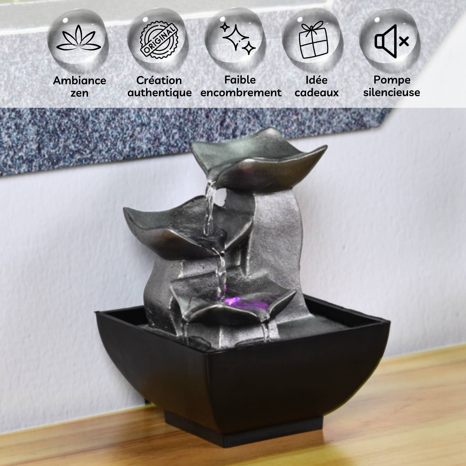 Zen'Arôme - Wholesale Decorative Tabletop Object - Boro Indoor Fountain - Zen Atmosphere Gift Decor Idea2