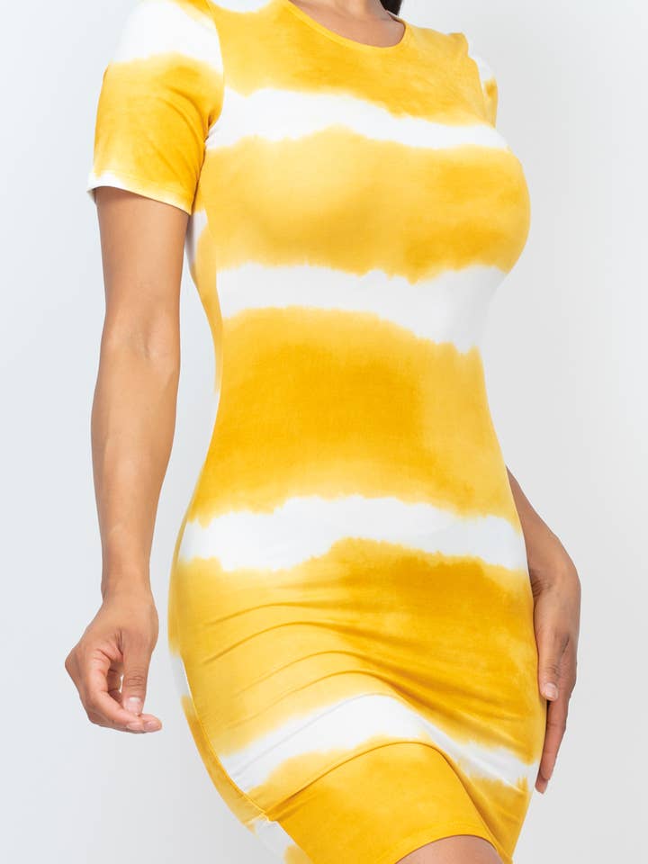 CAPELLA APPAREL - Wholesale Dress - Women's - Tie-dye Print Bodycon Dress