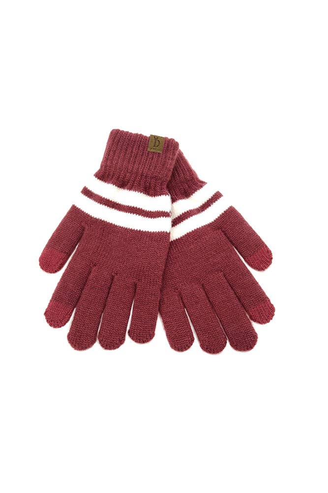 Hana - Wholesale Gloves - Women's - Super Soft Striped Knit Touch Gloves3