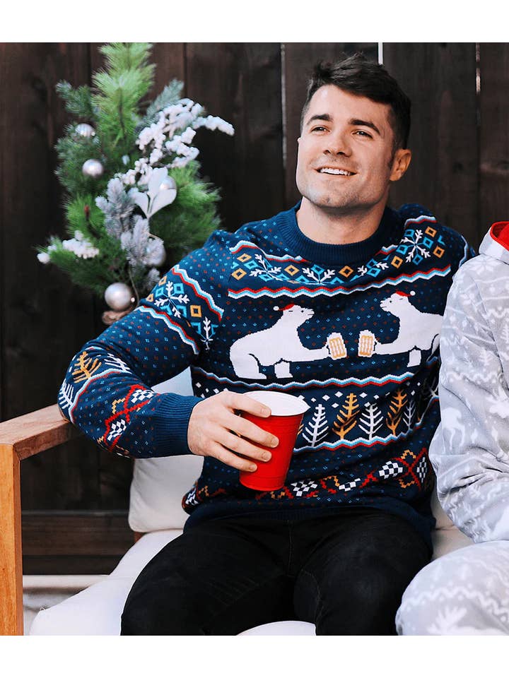 Tipsy Elves - Wholesale Knit Sweater - Men's - Polar Bear Party Sweater - Men's Ugly Christmas Sweater1