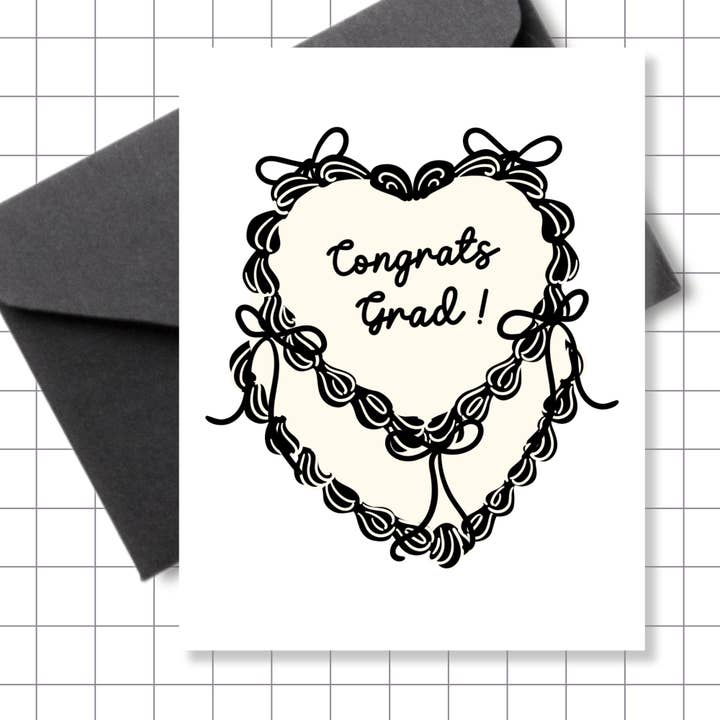 Congrats Grad! Graduation Cake Greeting Card for wholesale by Motel Paper Los Angeles