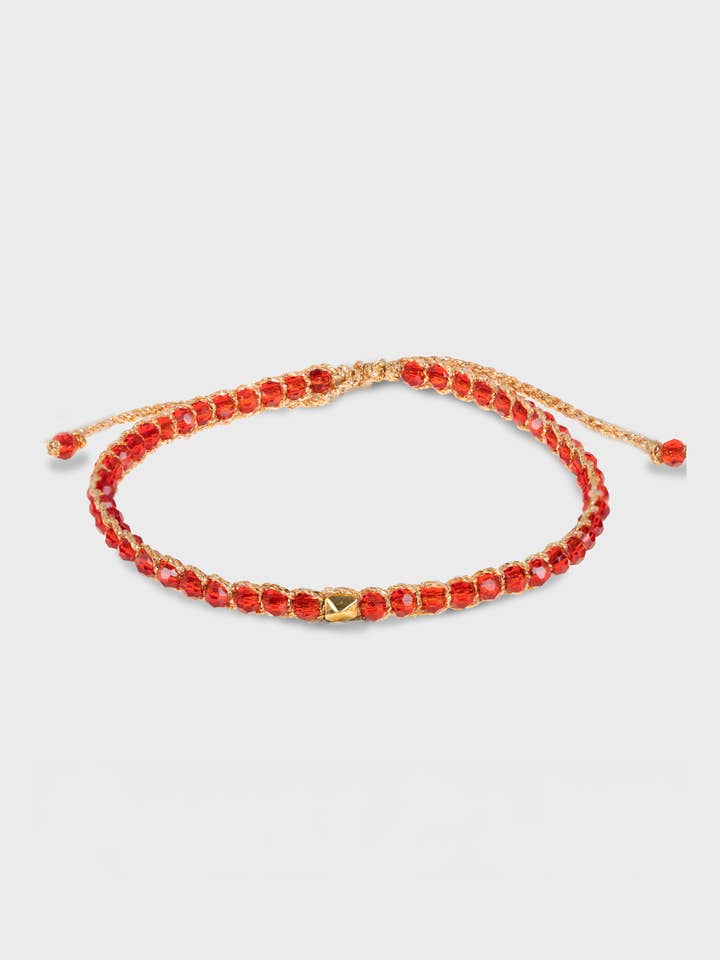 Bracelet en Verre Cristal Rouge | Or pour la vente par Nusands