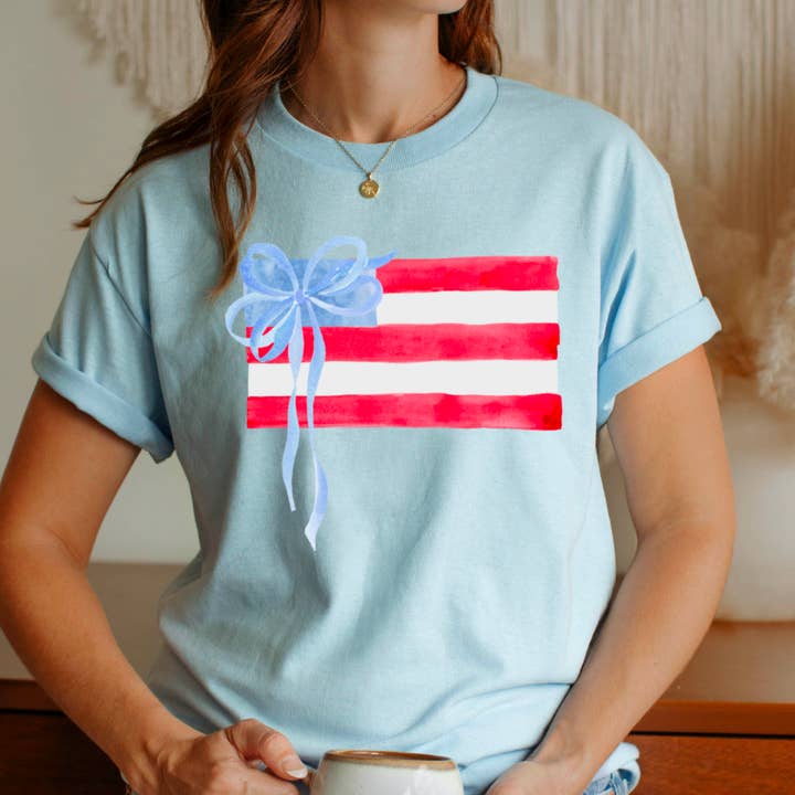 Shoppe SHC - Wholesale T-Shirt (Graphic) - Women's - Coquette American Flag | July 4th Graphic Tee | Gildan