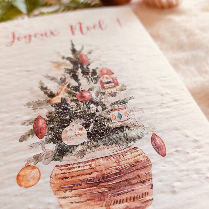 Bibiche Raconte Des Salades - Vendita all'ingrosso Biglietti di auguri di Natale - Biglietto a forma di albero di Natale con schiaccianoci