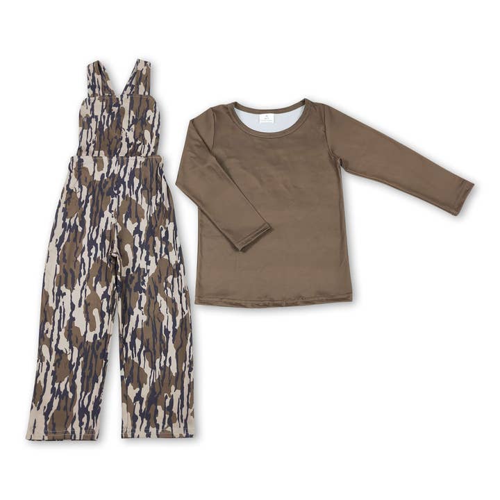 Yawoo Garments - Wholesale Top & Pant Set - Kids - Long sleeves top bottomland camo overalls boys clothing