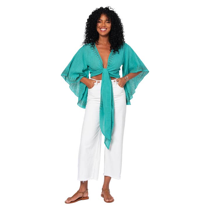 La Mano Boho - Wholesale Blouse - Women's - SHORT SUMMER LONG SLEEVE TOP MBTOP3002A