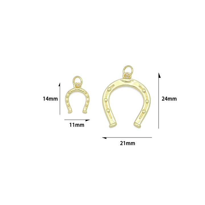 BestBeads&Beyond - Wholesale Individual Charm/Pendant - 18K Gold Lucky Horse Shoe Shape Pendant/Charm, Z13101