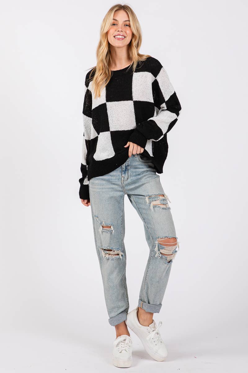 Sewn and Seen - Wholesale Knit Sweater - Women's - CHECKER SWEATER TOP 16