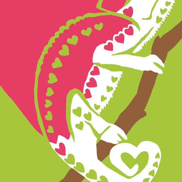 RLO-231 Chamäleon mit Herzen Kunstdruck für den Großhandel von Rigel Paper