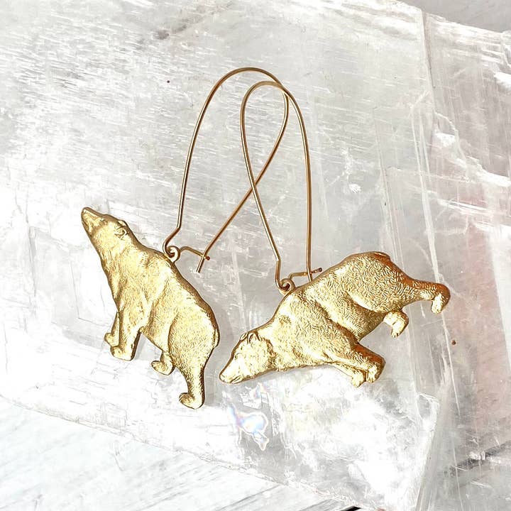 Red Truck Designs - Wholesale Dangle Earrings - Gold Bear Earrings Polar Bear Grizzly Bear Charm Earrings