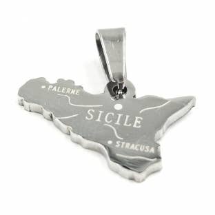 Colgante mapa de Sicilia en acero inoxidable para venta al por mayor de MYLENE ET FELIX