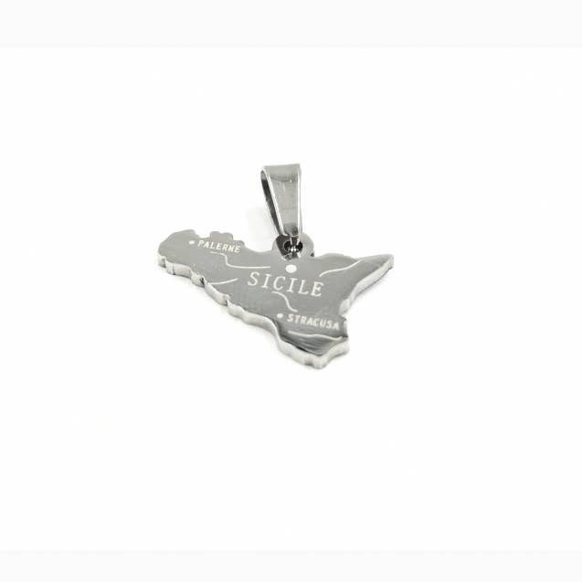 MYLENE ET FELIX - Wholesale Individual Charm/Pendant - Sicily steel map pendant1