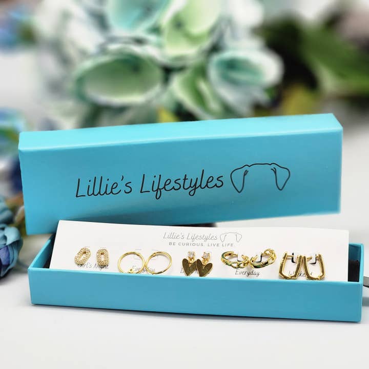 Days of the Week Earring Set - Gold for wholesale by Lillie's Lifestyles