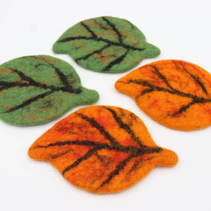 Felt Coffee Cup Mug Table Mat Coasters - Leaves for wholesale by Sparkle Being