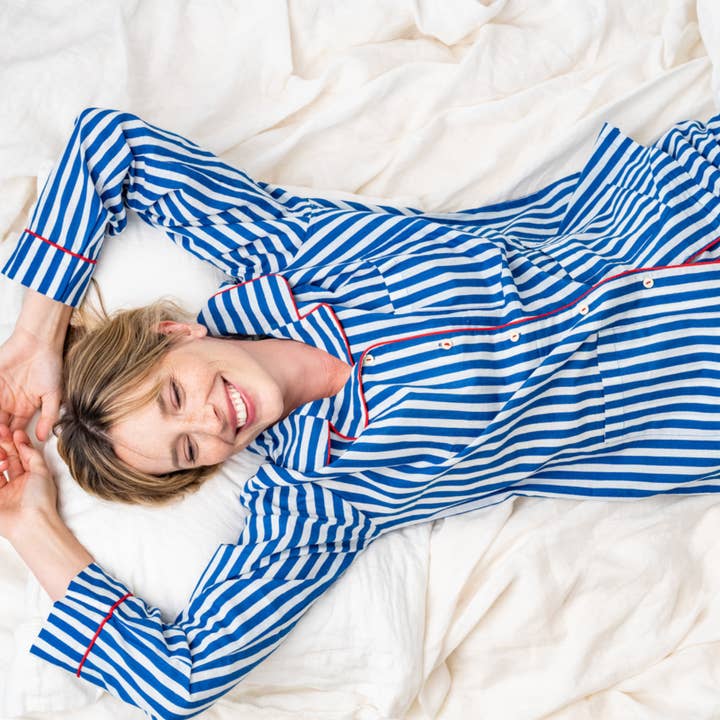 INK + ALLOY - Wholesale Sleepwear Set - Women's - Bonnie pajama set blue & white - SIZE RUN1