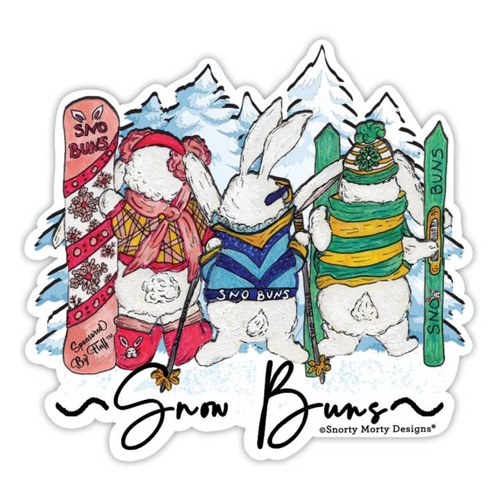 Pegatina Snow Bunnies para venta al por mayor de Snorty Morty Designs