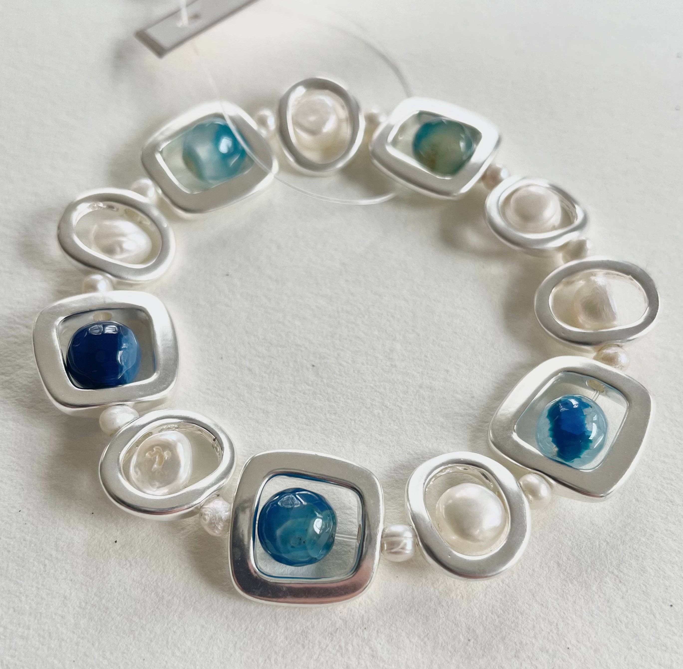 Studio G – wholesale Beaded bracelet – #57B-Brushed Bead and Pearl Bracelet8