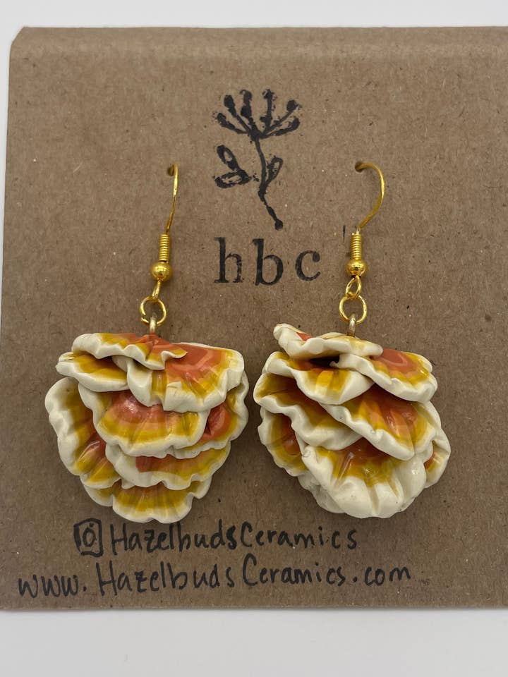 Boucles d'oreilles Chicken of the Wood pour la vente par Hazelbuds Clay Co.