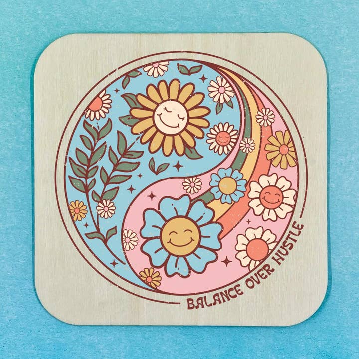 Sous-verre en bois - Balance Over Hustle pour la vente par 143 Gumdrops