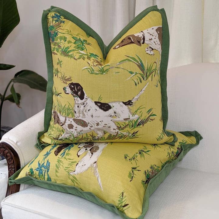 WWH Fave - Pointers in Yellow with Green flange by Schumacher for wholesale by Wheaton Whaley Home