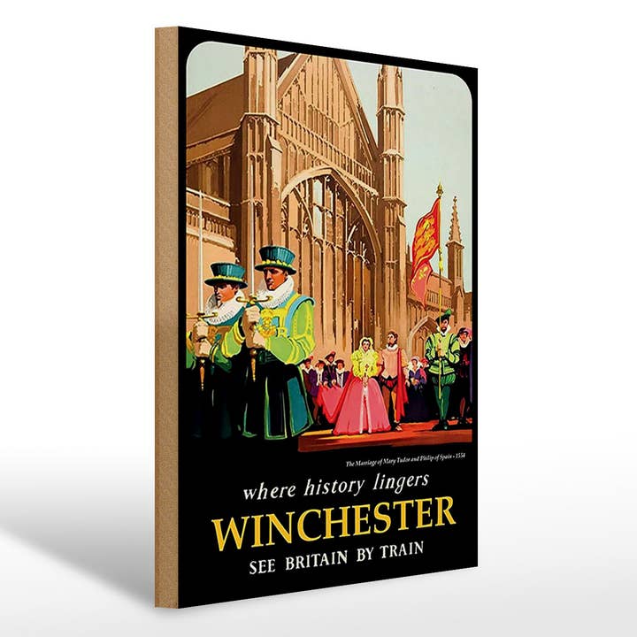 Insegna in legno Viaggio 30x40 cm dove la storia indugia Winchester per la vendita all'ingrosso da parte di Femer