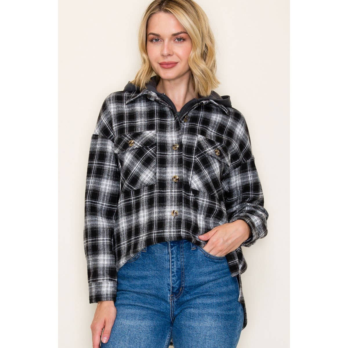 STACCATO - Wholesale Jacket - Women's - TWOFER FRENCH TERRY PLAID JACKET3