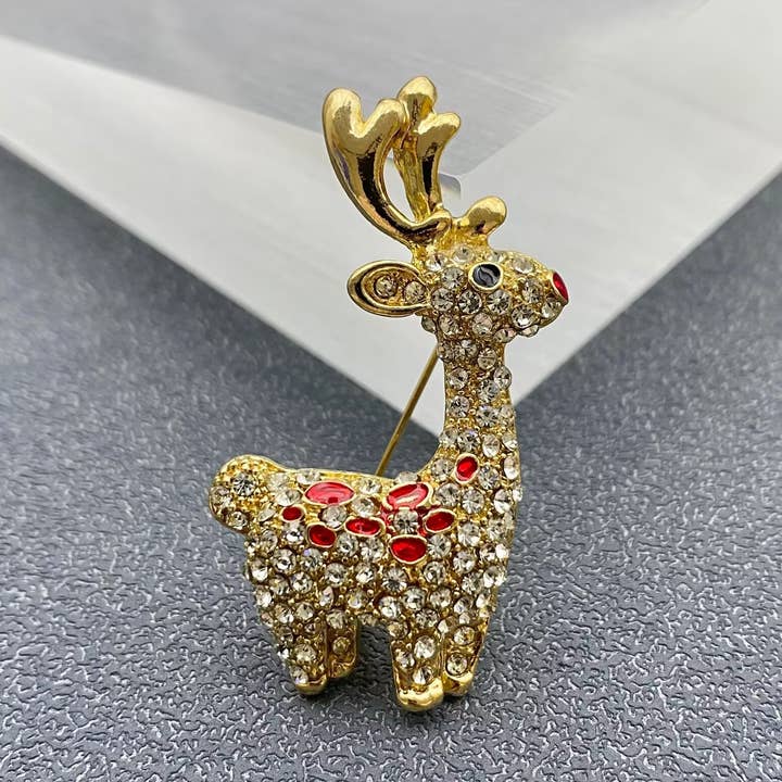 Rhinestone Elk Brooch for wholesale by Mio Queena