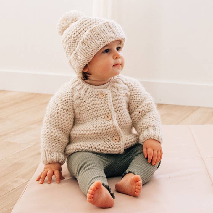 Huggalugs - Wholesale Cardigan - Baby - Natural Garter Stitch Cardigan Sweater Baby & Toddler1