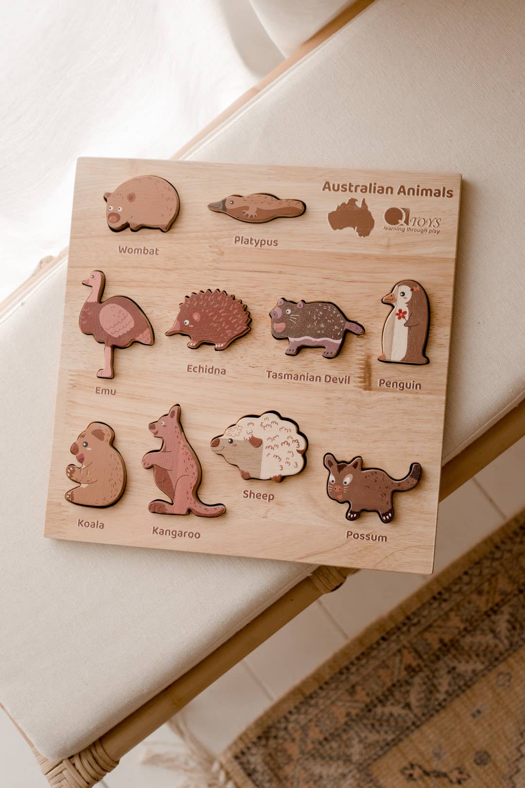 Q Toys - Wholesale Puzzle – Child - Natural Australian Animal Puzzle and Play Set1