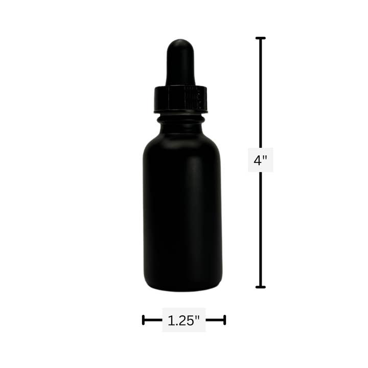 The Bottle Shoppe - Wholesale Essential Oil Holder - 1oz Black Matte Glass Bottle with Black Glass Dropper2