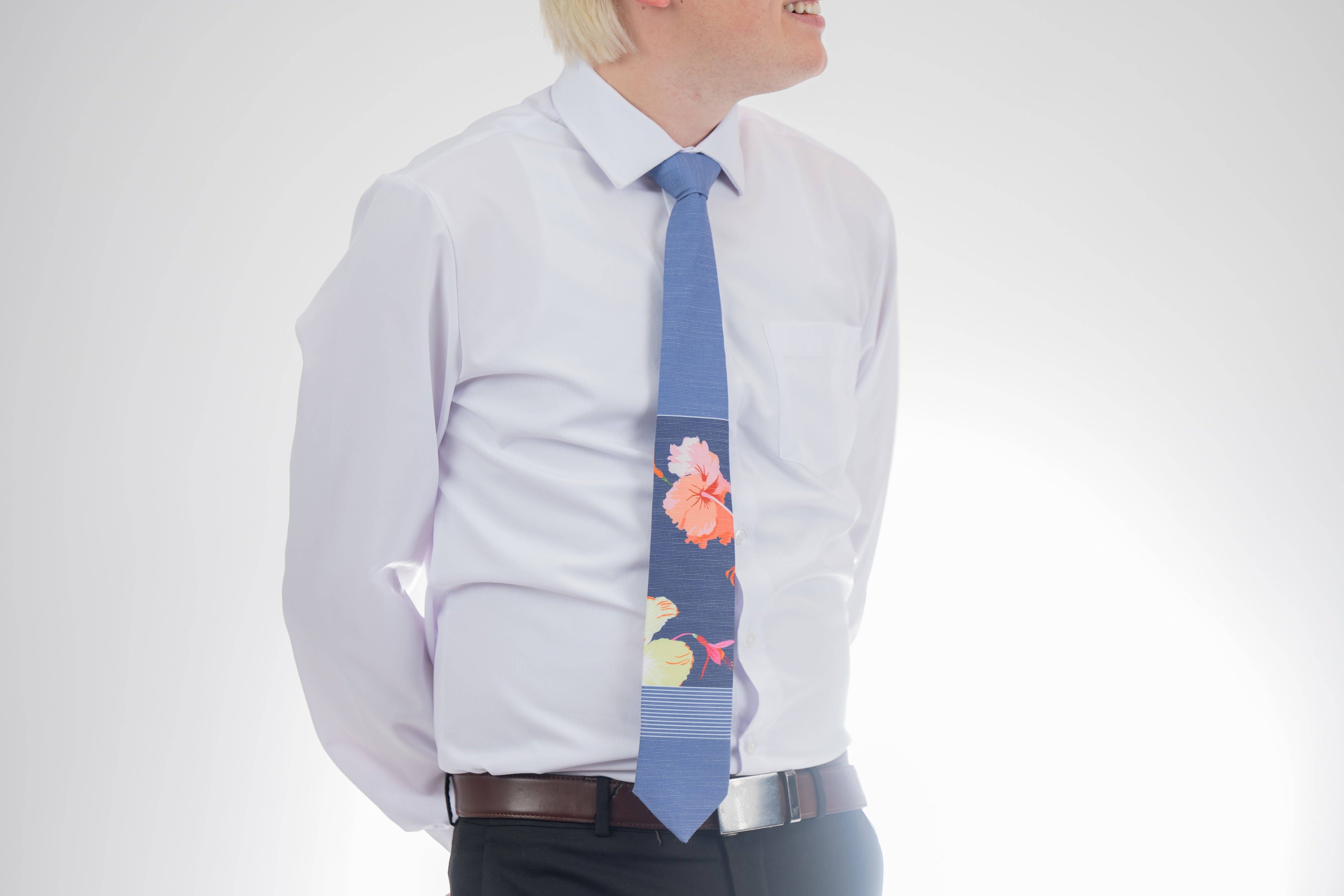 Bombora Ties - Wholesale Necktie - Men's - Sky Hibiscus Panel2