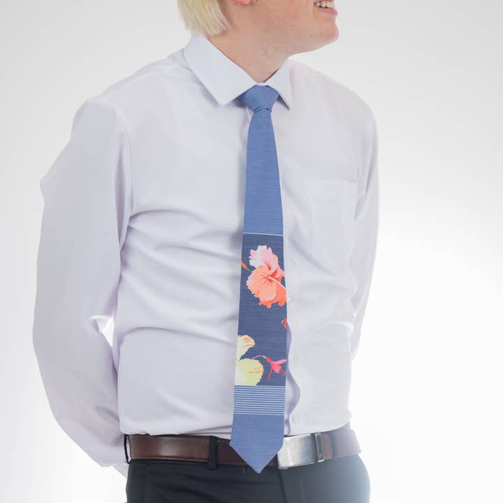 Bombora Ties - Wholesale Necktie - Men's - Sky Hibiscus Panel2