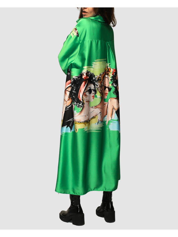 BanBat – wholesale Klänning - Dam – Satintryckt skjortklänning - REF: 307365