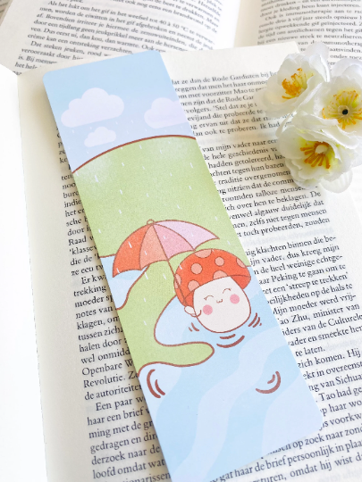 Mushiesadventures - Venta al por mayor Marcapáginas - Marcapáginas mate con diseño de hongos con diseño de paisaje de lluvia, 2.1 x 6.8 pulgadas1