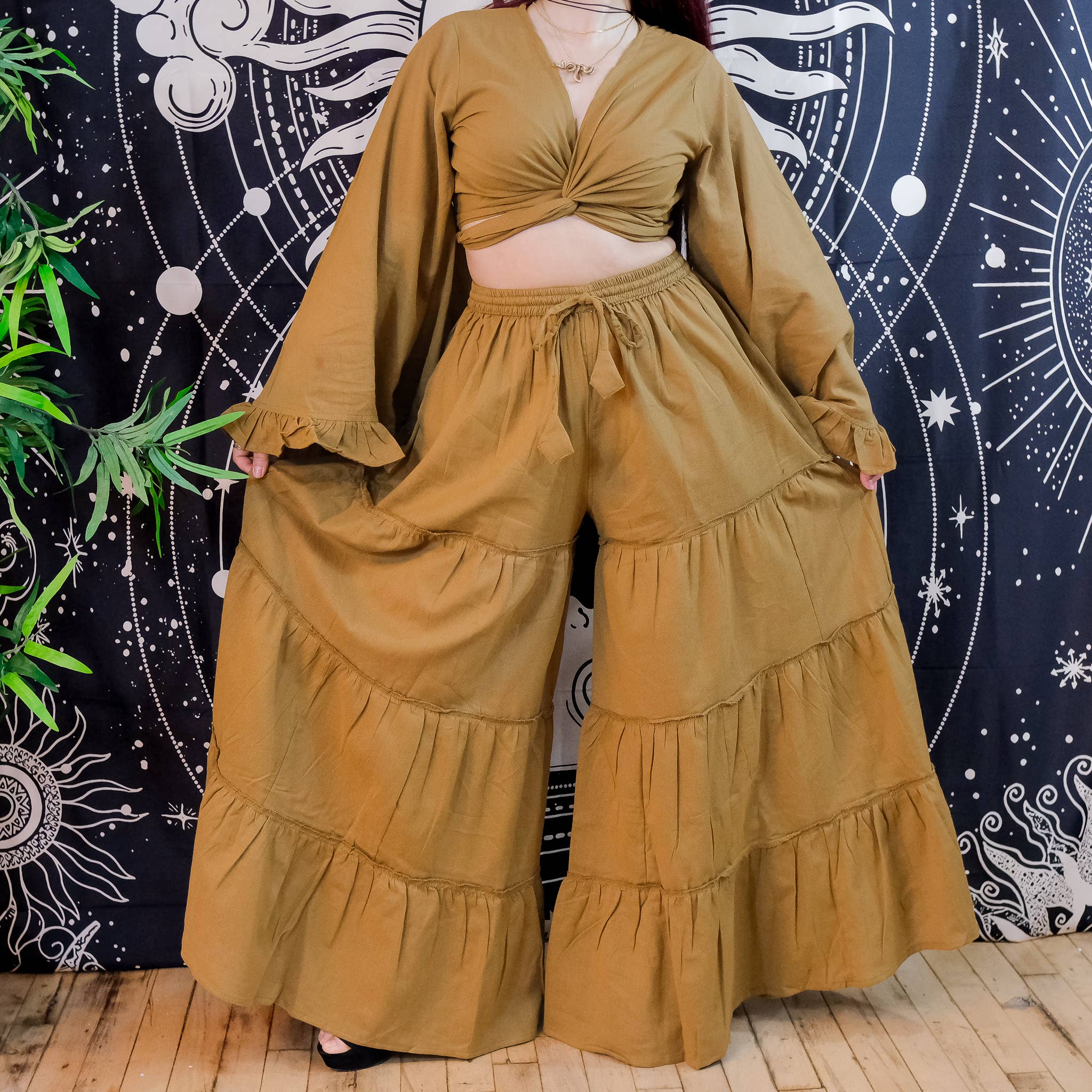 Karma Nepal Crafts - Wholesale Top & Pant Set (NOT Loungewear) - Women's - Cotton Flowy Tiered Pant with Ruffle Sleeve Set20