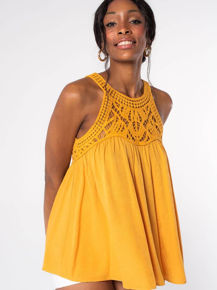 Lovestitch - Wholesale Tank Top - Women's - Round Neck Crochet Racerback Tank Top