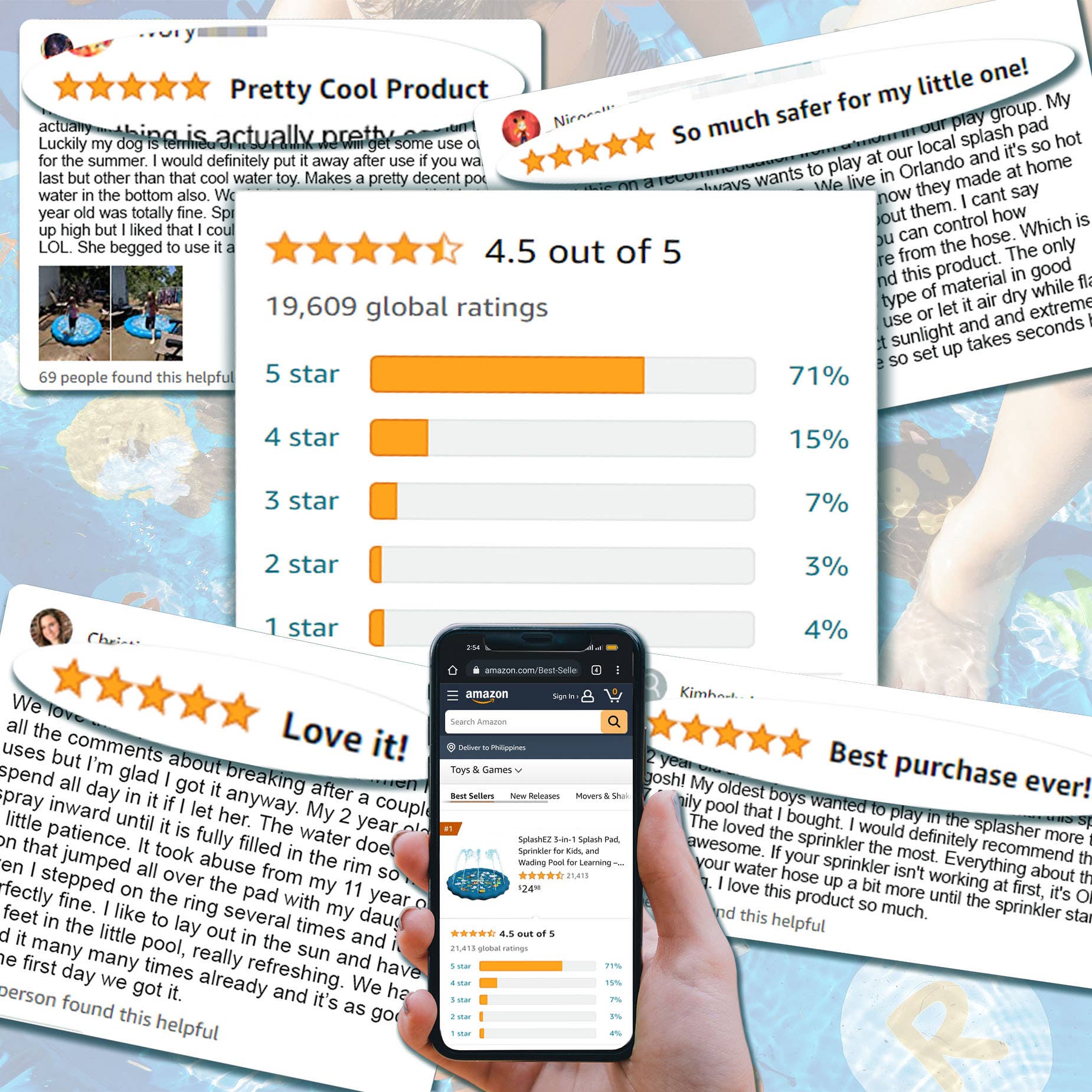 SplashEZ - Wholesale Beach/Pool Toy - Kids & Baby - Splash Pad, Sprinkler Baby Pool Outdoor Water Summer Toy6