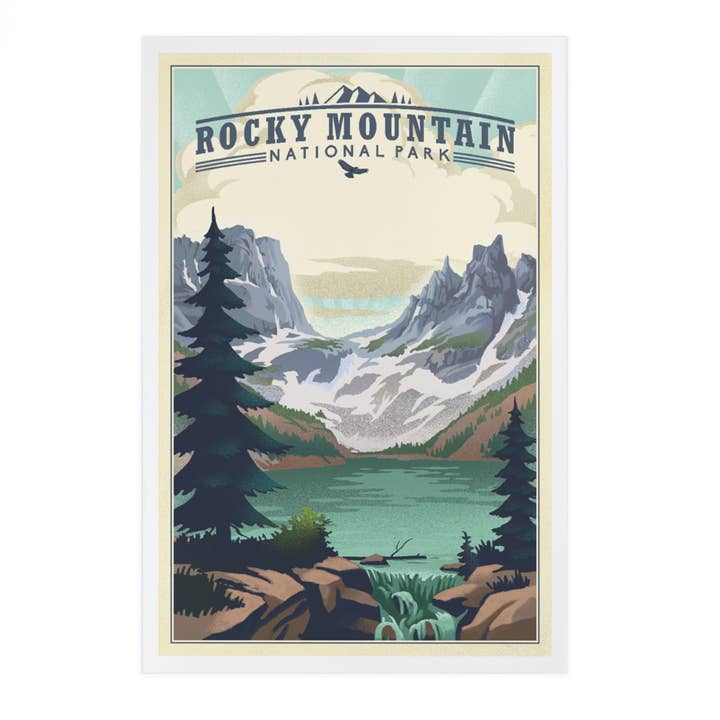 TARJETAS POSTALES PREMIUM Lago Litho del Parque Nacional de las Montañas Rocosas para venta al por mayor de Lantern Press