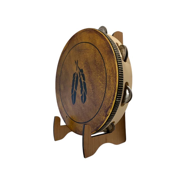 inRhythm - Wholesale Sculpture - 10" Feathers Tambourine w/optional illuminated Display Stand4